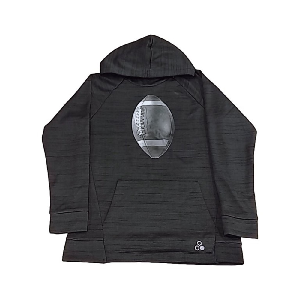 Boys Black Gray Football Midweight Sweatshirt Sports Pullover Hoodie small sz 8